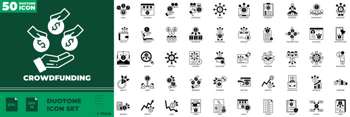 Crowdfunding Duotone Editable Icons set