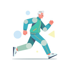 Obraz premium Active senior man running in sportswear, healthy lifestyle, fitness, exercise, motion