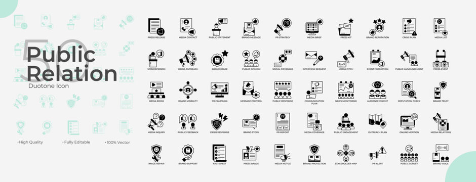 Public Relation Duotone Editable Icons set