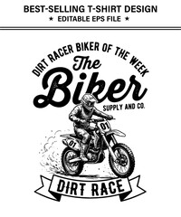 Obraz premium Dirt bike rider graphic design element for tshirt printing and apparel biker of the week label