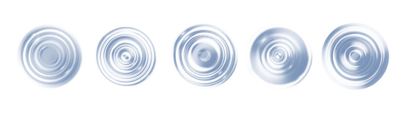 Obraz premium Circular concentric rings from liquid splash, realistic puddle ripples with radial pattern, milk-white abstract motion on isolated transparent background, top view 3D design