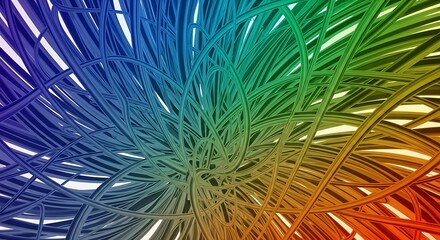 Obraz premium Abstract digital network of intertwined colorful lines with a vibrant gradient