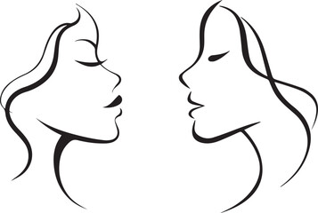 Modern woman head silhouette artistic vector logo design isolated on white background