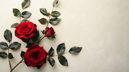 Sophisticated red rose bouquet on neutral background