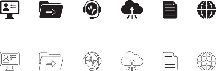 Remote work tools. Vector icon set.