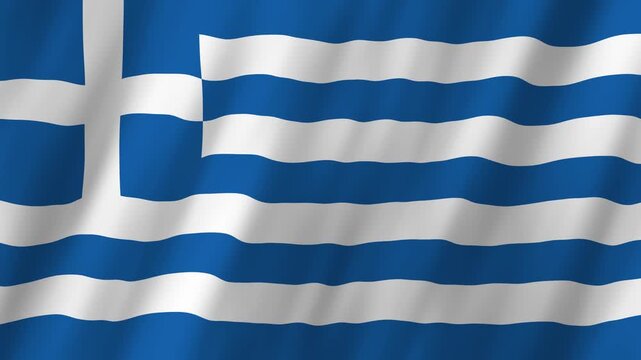Greece Flag Waving on Wind, Realistic 4K Background Animation