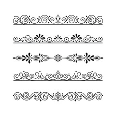Fototapeta premium Elegant Ornamental Dividers with Floral and Swirl Designs on White Background
