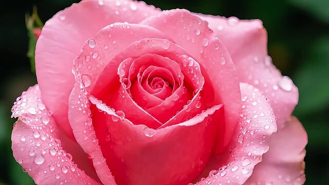 Pink Rose with Water Droplets on Petals Close up Nature Floral Background rose petals