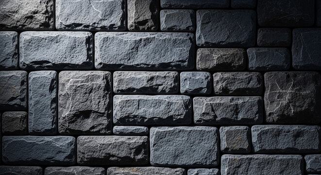 A detailed close-up shot captures the rough texture and varying shades of a sturdy stacked stone wall.