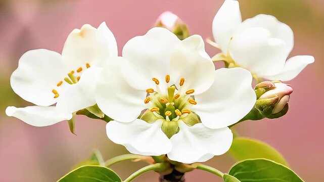White Jasmine Flowers Blooming in Garden Green Leaves Pink Background Nature Floral white flowers blooming plants