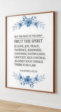 Decorative bible verse poster featuring the fruit of the spirit from galatians 5:22-23