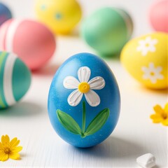 Colorful Easter Eggs with Floral Design