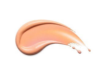 Fototapeta premium A smooth smear of peachcolored cosmetic foundation on a white surface for makeup and beauty product advertising