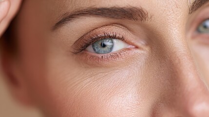 Zoomed in view of a beautiful woman with flawless skin aided by anti aging creams and contour products Represents beauty purity and perfection