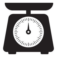 Kitchen scale icon illustration  simple black and white graphic design element  weighing device symbol  flat style