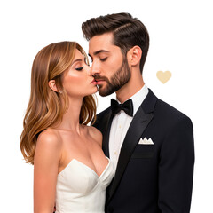 Elegant Couple Kissing in Formal Attire