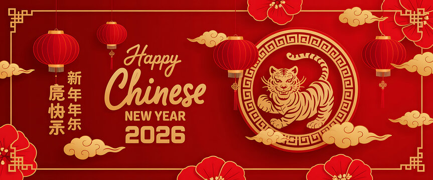 Happy chinese new year 2026. Year of Ox charector bambool with asian style.hinese translation is mean Year of Tiger Happy chinese new year.