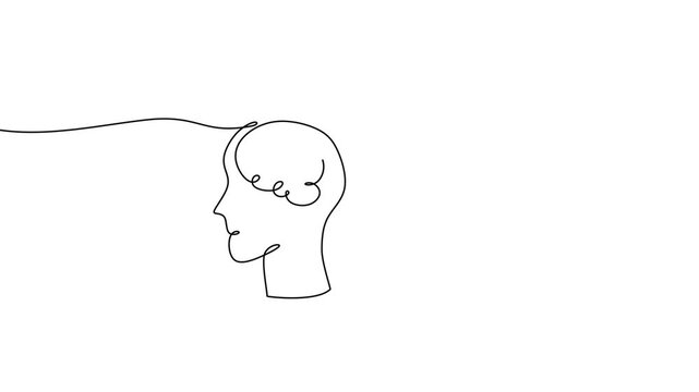Brain With Electrical Plug Continuous Line Art Animation For Creative Power