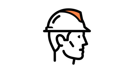 Obraz premium Construction worker profile icon illustration wearing safety helmet in minimal style