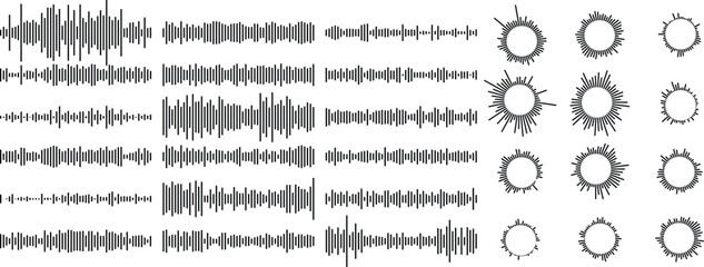 Visual representation of sound waves and circular patterns. Mega collection of sound wave and circular patterns 