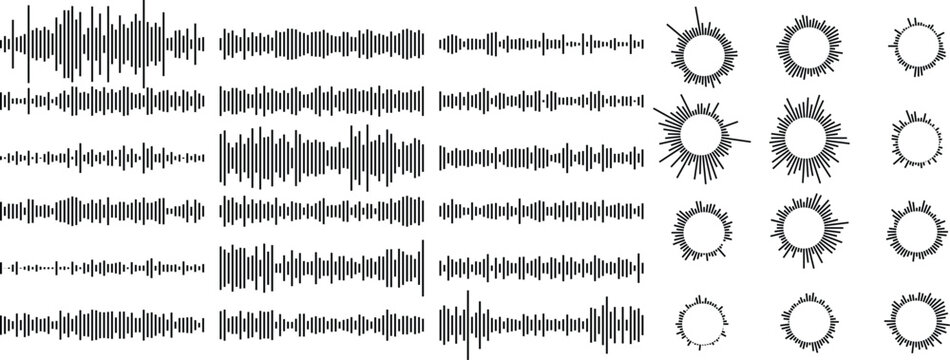 Visual representation of sound waves and circular patterns. Mega collection of sound wave and circular patterns 