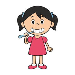 Obraz premium A cheerful little girl holding a bright toothpaste tube, smiling wide, ready to brush her teeth, promoting healthy habits and a sparkling clean smile every day. 