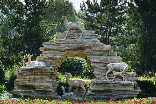 Antelope Sculpture Monument in Xining Park, China