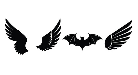 Fototapeta premium Four black wings and a bat a striking graphic silhouette