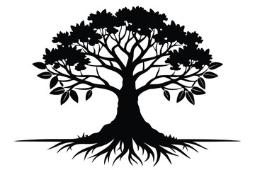 mangrove tree line art silhouette vector illustration
