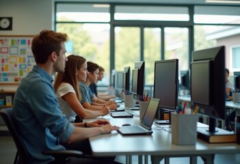 Obraz premium Professional Academic Support Desks for One-on-One Tutoring Sessions in an Interactive Center