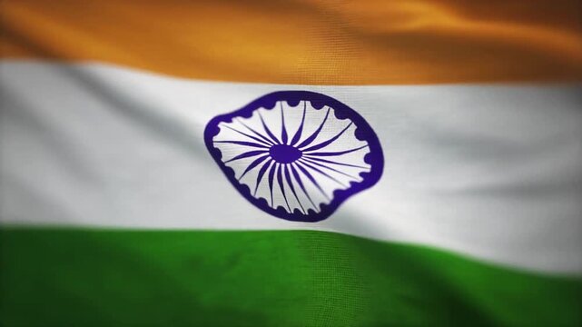 National Flag of India in 4K Featuring High Precision Ashoka Chakra and Soft Saffron White Green Textile