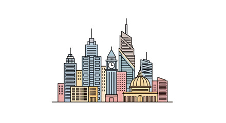 Fototapeta premium City Skyline with Modern Skyscrapers.