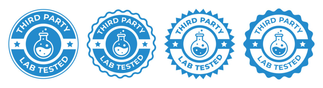 Third Party Lab Tested Badge Icons Set &ndash; Independent Quality Verification Seals