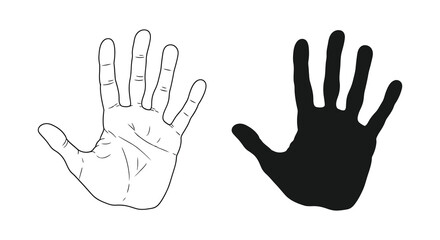 Obraz premium A contrasting depiction of two human hands one detailed and the other a dark silhouette high quality professional modern elegant stylish