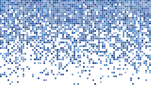 A mesmerizing mosaic of blue pixels scattered across a digital canvas, creating a visually striking and modern abstract art piece that showcases the beauty of randomness and technological innovation