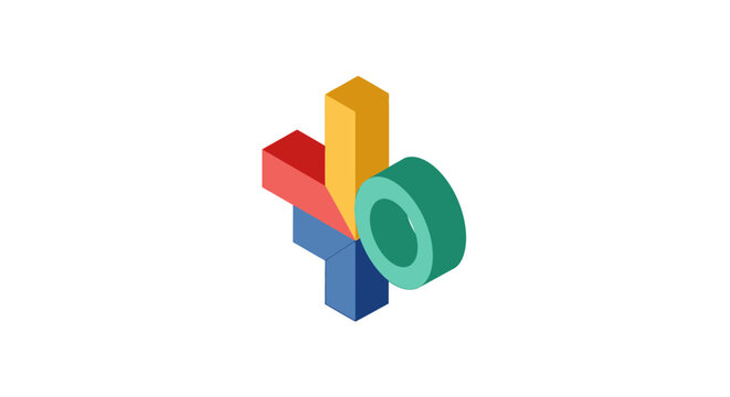 Colorful 3D Geometric Shapes Isolated Object.