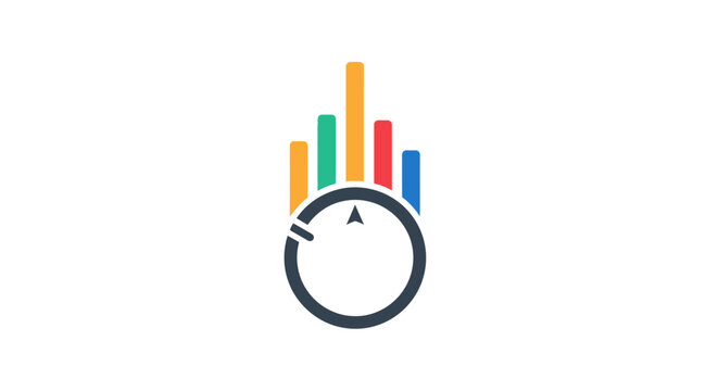 Colorful Bar Graph Emerging from Clock.