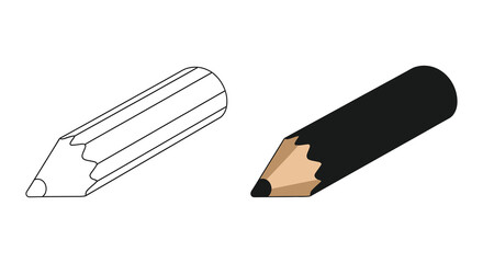Fototapeta premium A simple illustration depicts two pencils one outlined and one solid black showcasing a striking silhouette high quality professional detailed modern
