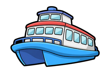 Cartoon illustration of a passenger ferry boat