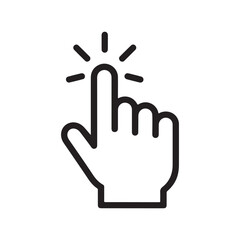 Obraz premium Hand Cursor Tapping Click Gesture Icon – Finger Press Button Tap Symbol for Touchscreen App Interface Design and User Interaction.