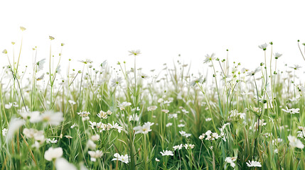 Fototapeta premium Serene Field of White Wildflowers