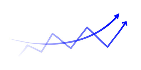 Dual blue rising arrows representing exponential growth and financial success.