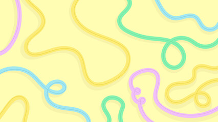 Obraz premium Abstract background featuring smooth, colorful flowing lines in pastel tones on a light yellow background