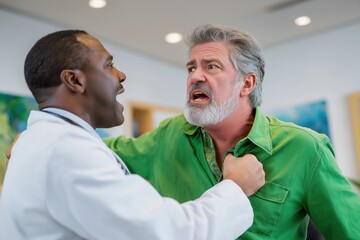 Aggressive Patient Physically Assaulting a Doctor in a Clinic
