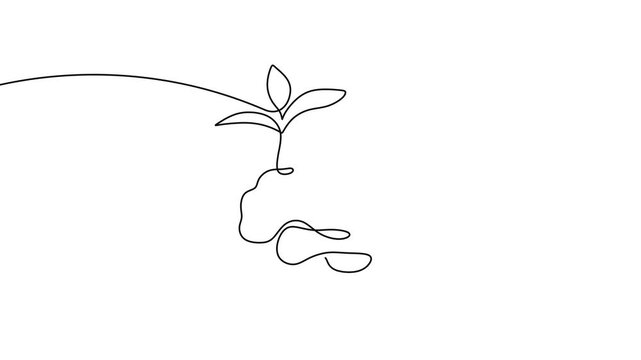 Brain Covered In Organic Leaves Continuous Line Art Animation For Eco Mindset
