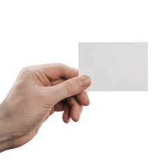 Obraz premium A hand holding a blank white card isolated on transparent background