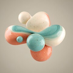 A colorful abstract sculpture with smooth rounded shapes and vibrant hues