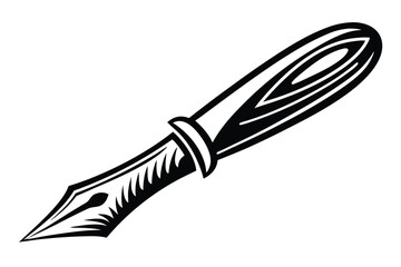 Obraz premium Black and White Line Art Scalpel with Protective Case and Pair of Open Scissors