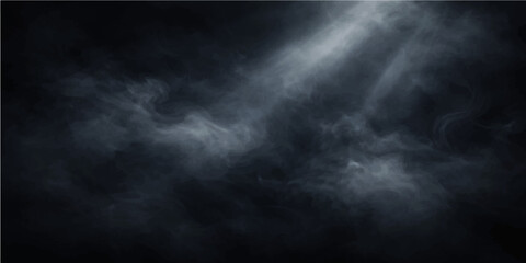 Atmospheric dark smoke and swirling mist drift against a black background to create a cinematic texture of stormy clouds and night fog in motion © Faysal