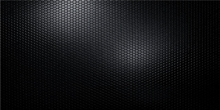 A seamless dark carbon fiber and black metallic mesh texture featuring an industrial grid pattern on a brushed steel surface for a modern technology wallpaper design